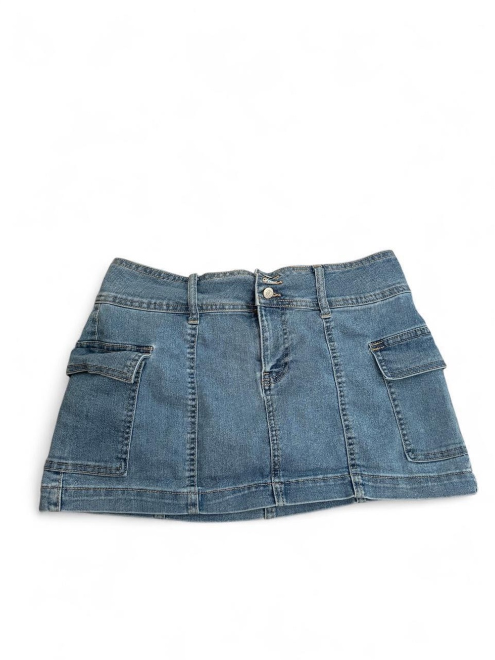 Vanilla Star Blue Denim Mini Skirt with Front Cargo Pockets